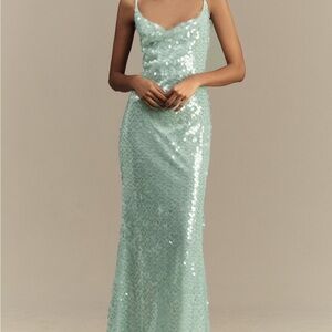 Mare Mare Kassidy cowl neck sequin maxi dress in mint green 👗